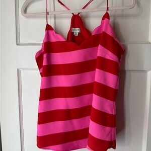 J. Crew Pink and Red Striped Camisole